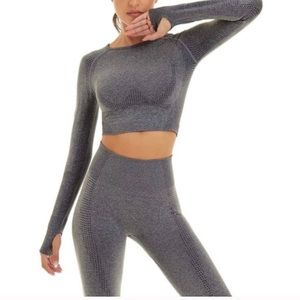 Gymshark SET - Vital seamless 2.0 leggings and long sleeve crop top, gray marl